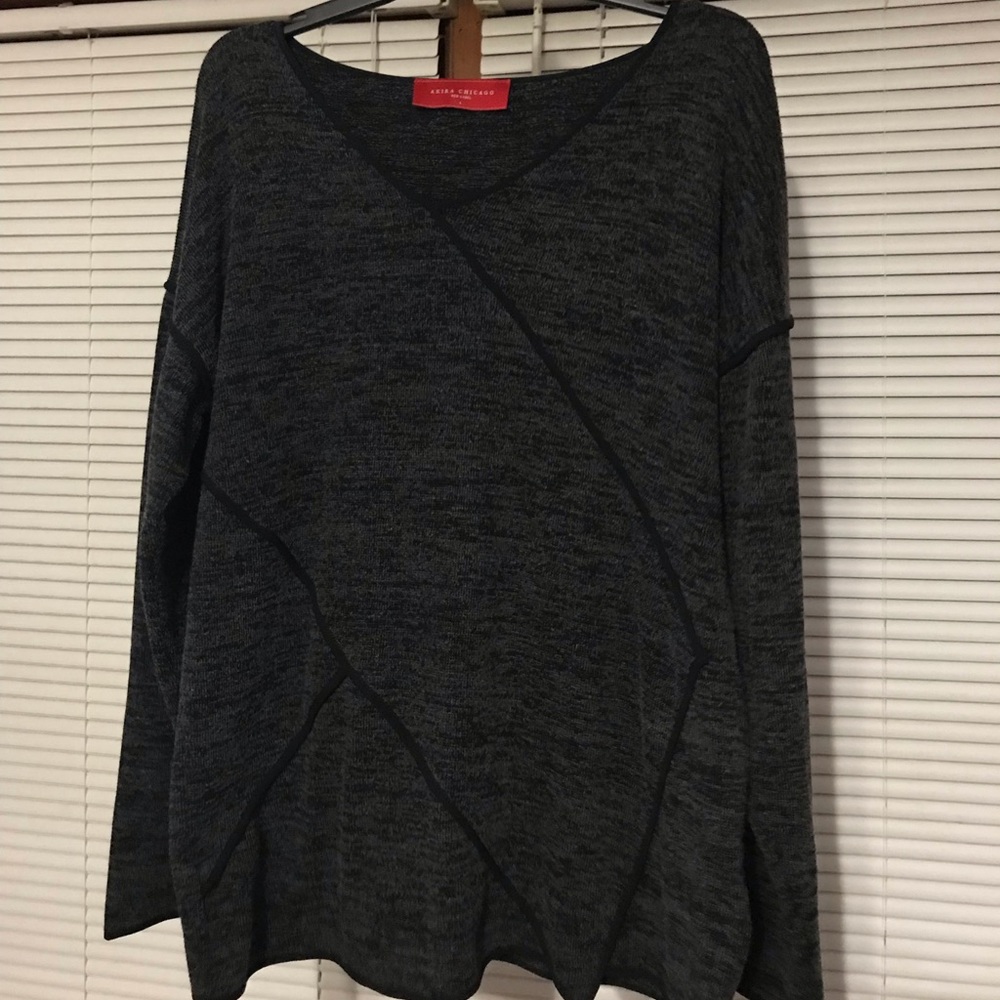 Akira marled grey, asymmetrical sweater